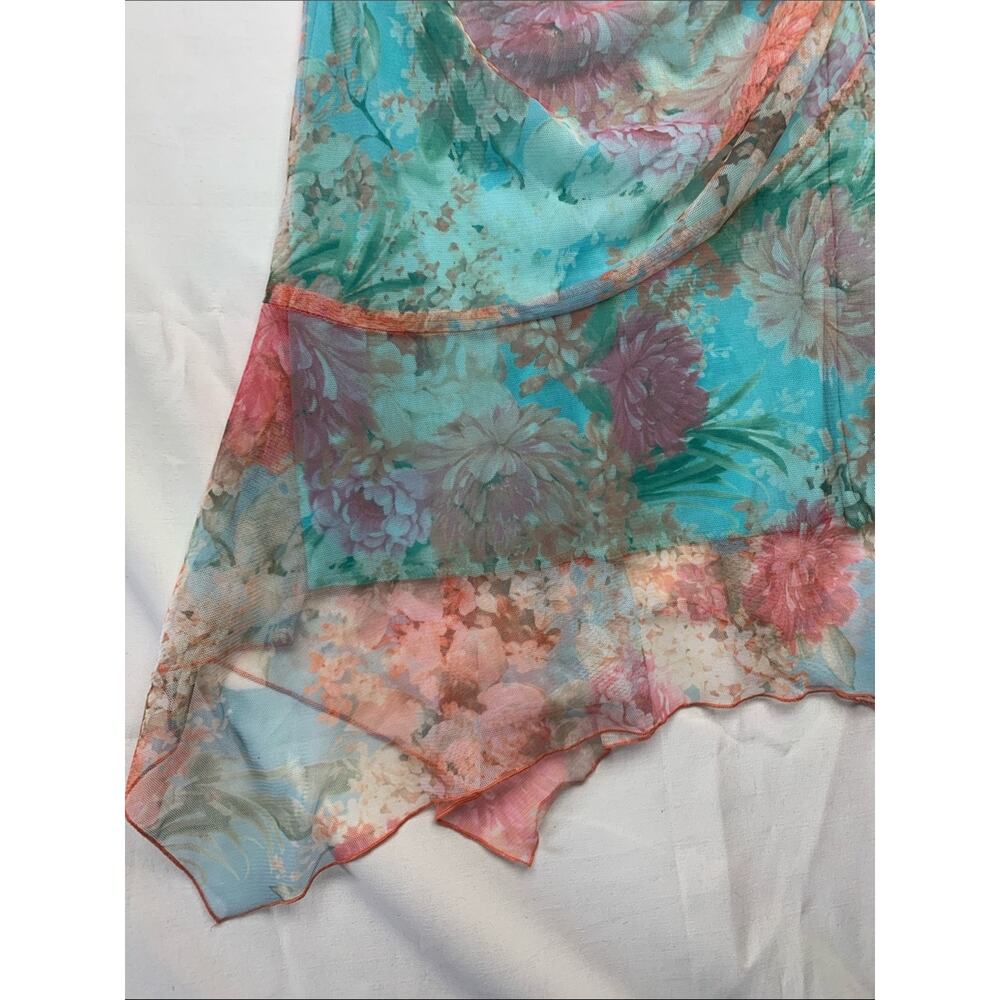 XoXo size medium y2k fairy Floral Aqua Summer Dress mini Ribbon Tie girl brat - Picture 5 of 12